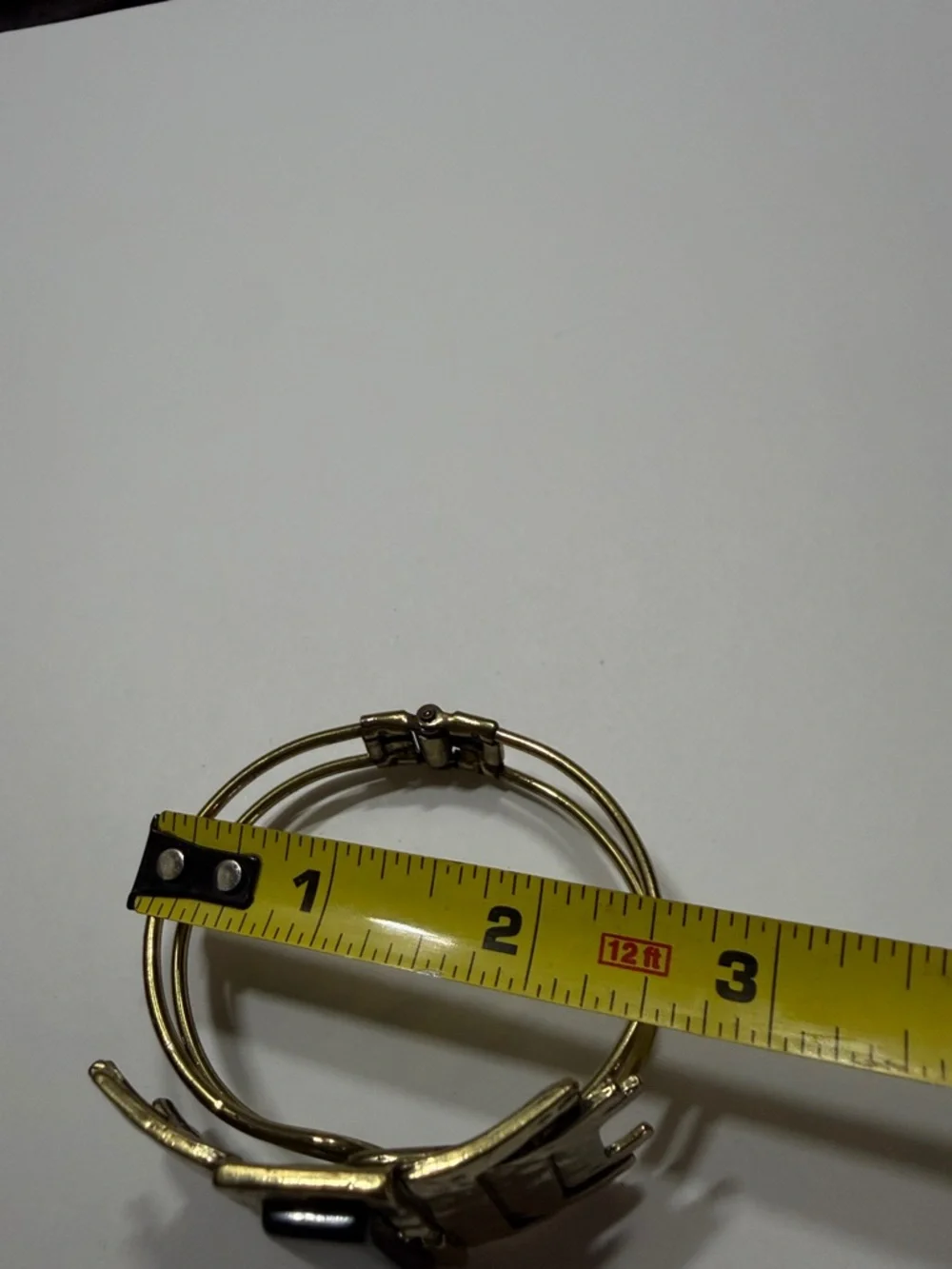 Vintage Modern Geometric‎ Gold-Tone Black Enamel Bracelet